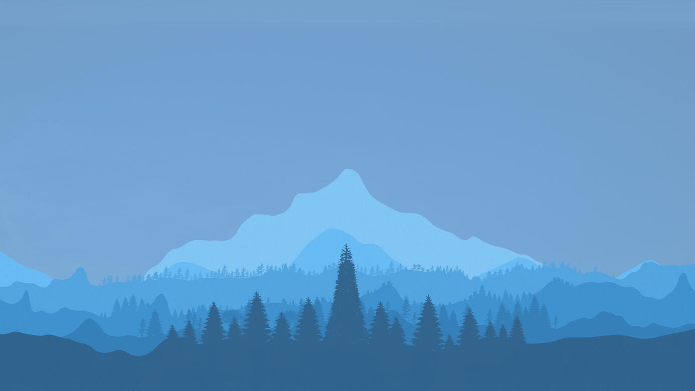 Cold Winter Forest - Digital Flat Art Landscape