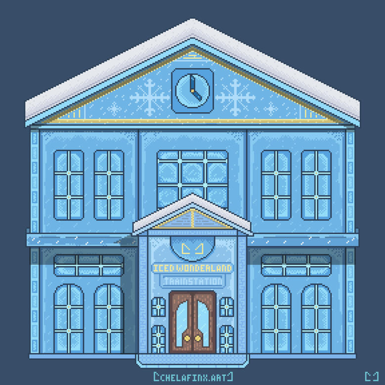 Icy Train Station - Pixel Art
