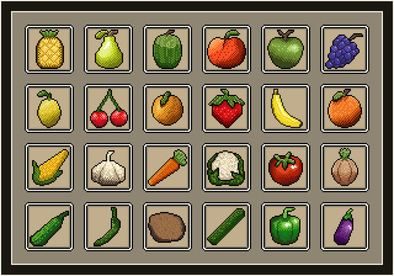 Fruits &amp; Vegetables 32x32 Mini Pixel Arts