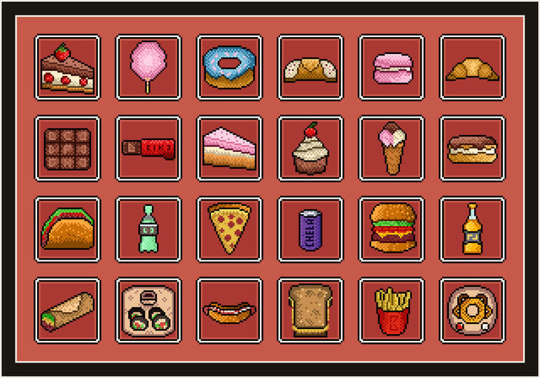Foods &amp; Beverages 32x32 Mini Pixel Arts