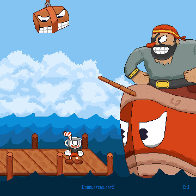 Cuphead Fan Art - Pixel Art Scene