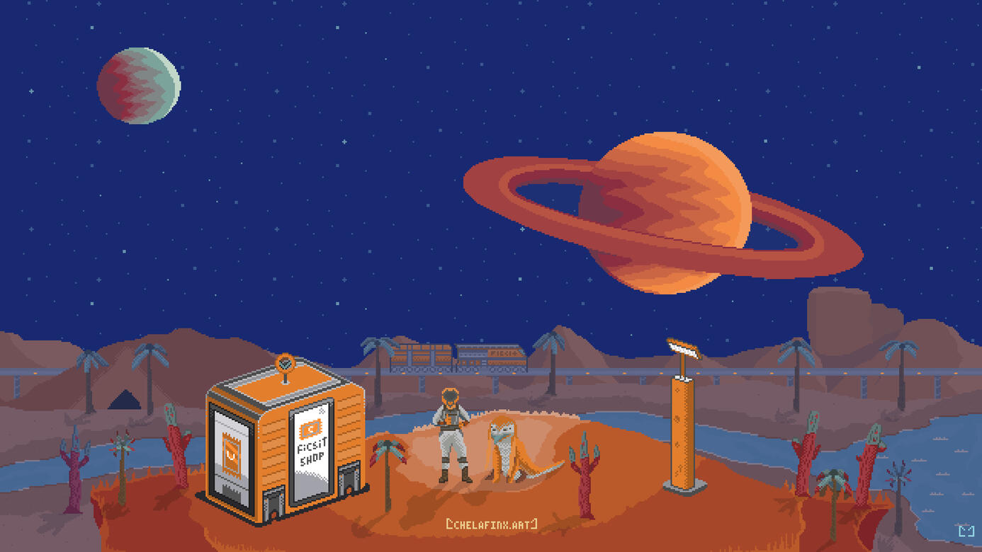 Satisfactory Fan Art - Pixel Art Scene